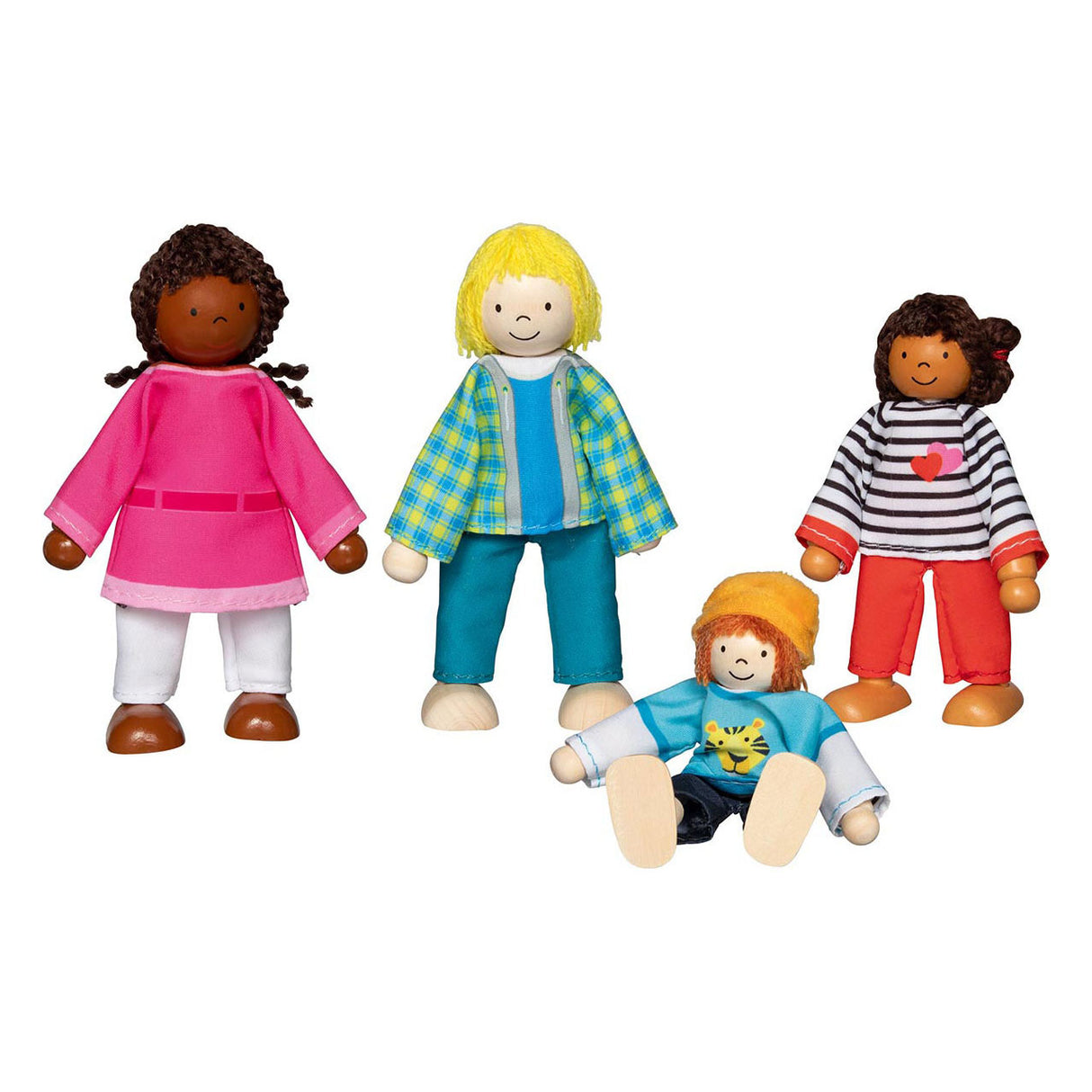 Goki Flexible Dolls Intercultural Family, 4st.