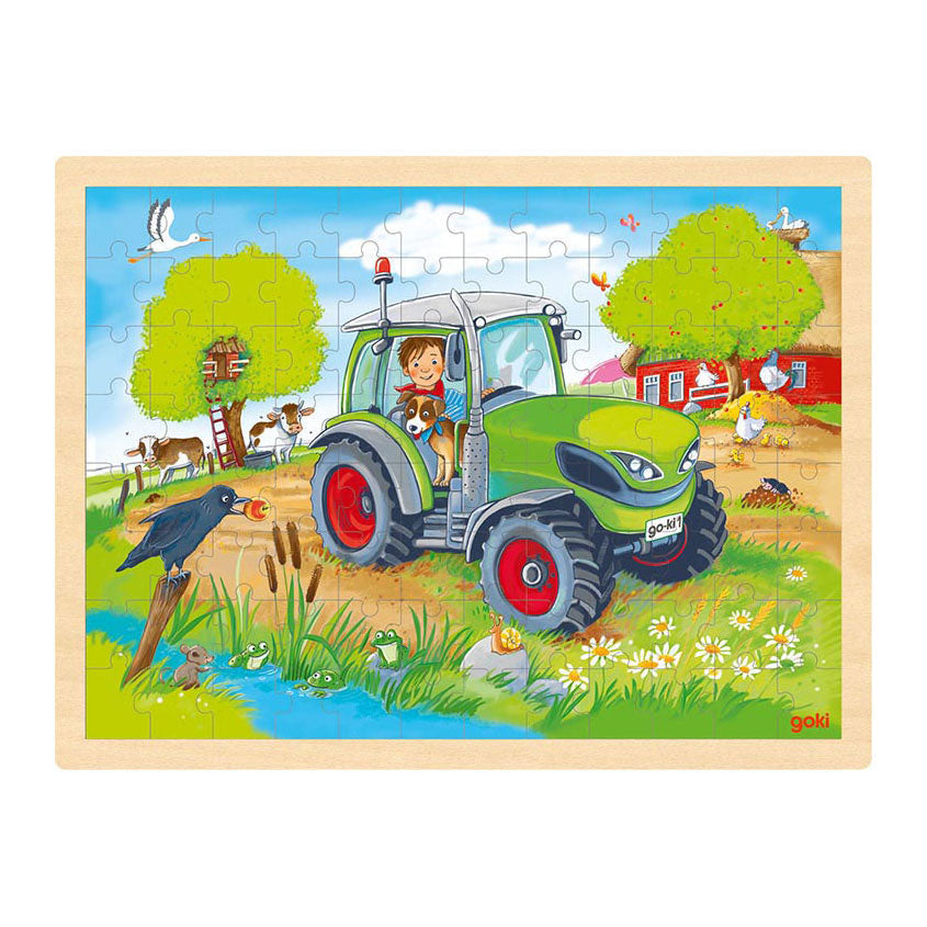 Goki Wooden Jigsaw Puzzle Tractor, 96st.