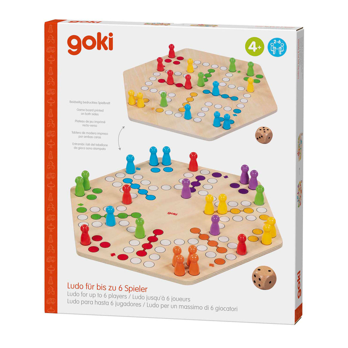 Goki Holz Ludo Spill 6 Spiller