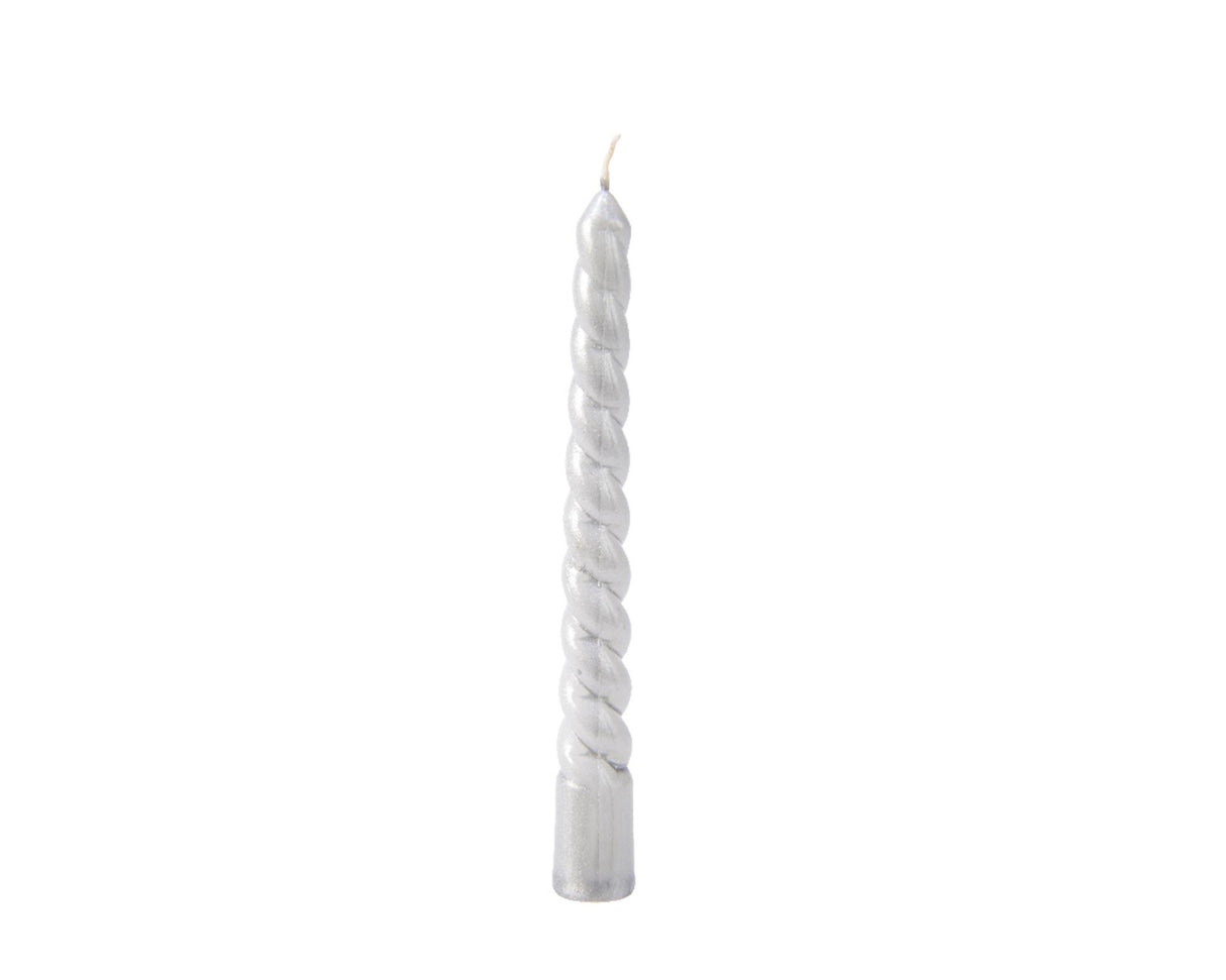 Decoris Christmas tree candle silver ø1.2x10cm set of 8