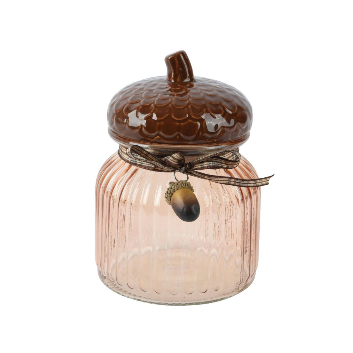 Decoris storage jar acorn glass brown ø11.2xh15.2cm