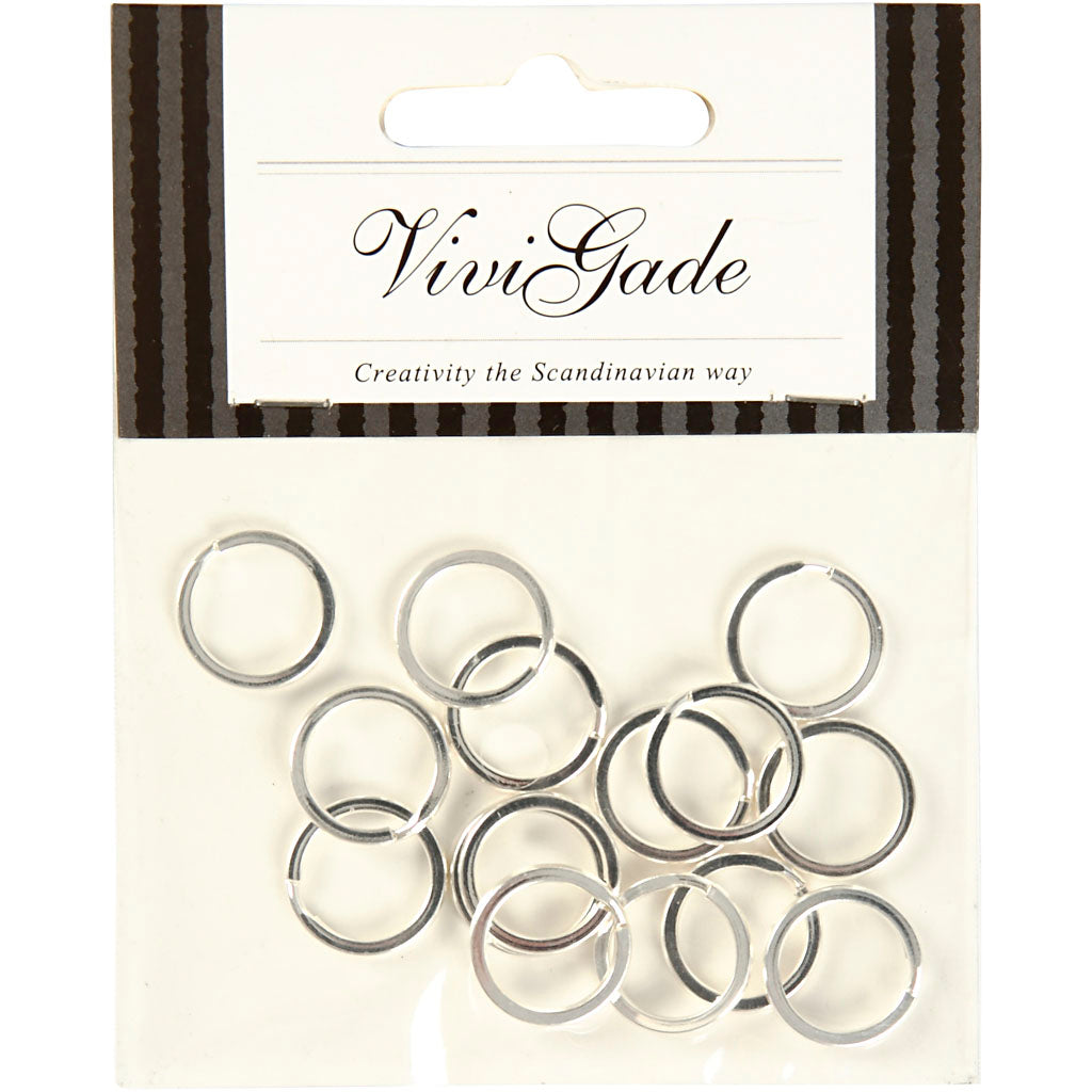 Vivi gade split ring, d 15 mm, silver plated, 15 pieces 1 box