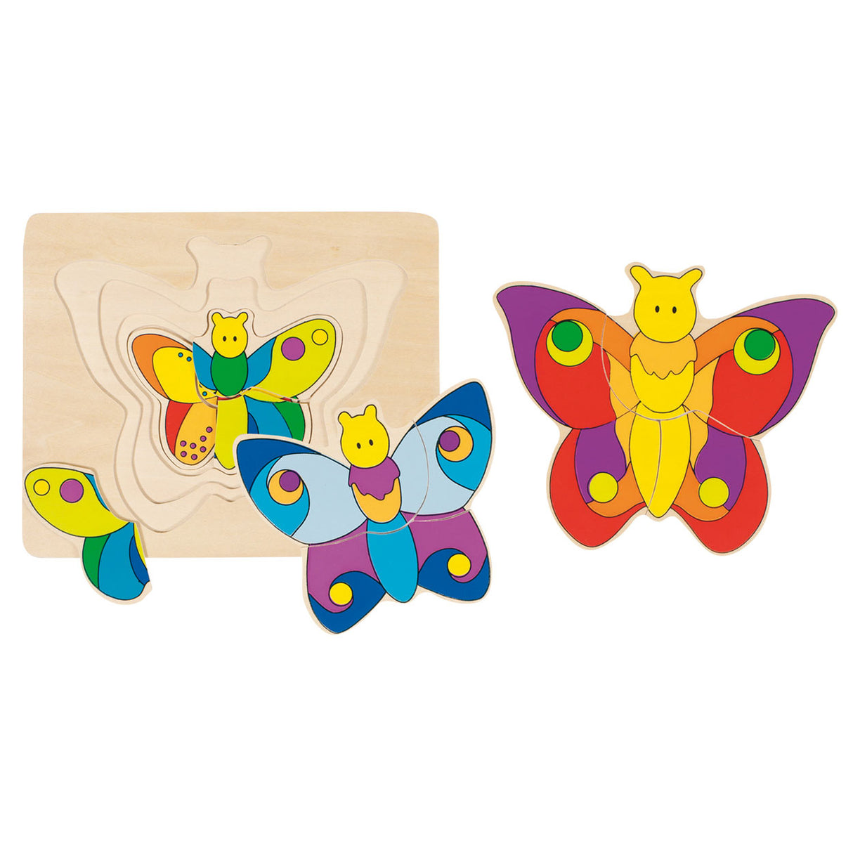 Goki Wooden 3 strati puzzle Butterfly