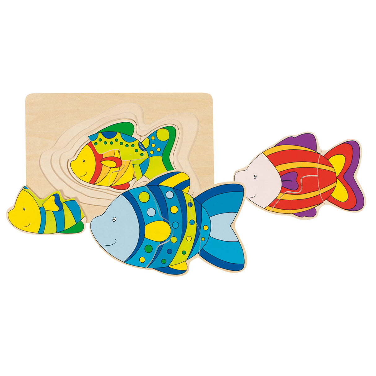 Goki Houten 3-Layer-Puzzle-Fisch