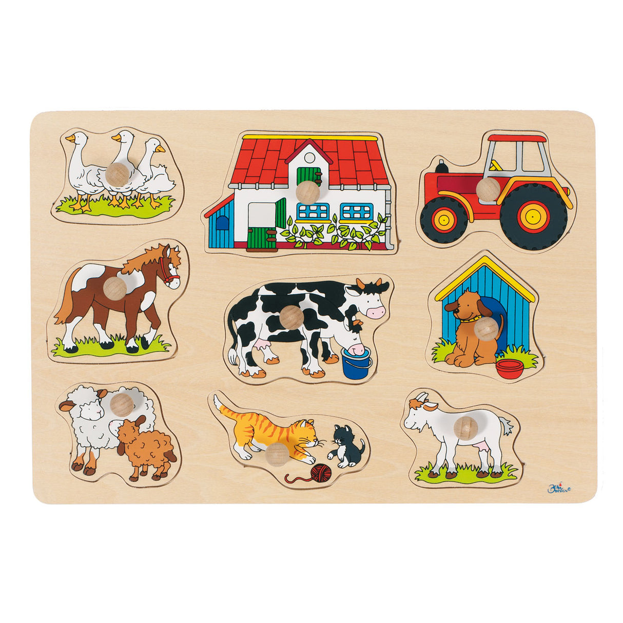 Goki Wooden Noppen Puzzle Farm, 9.