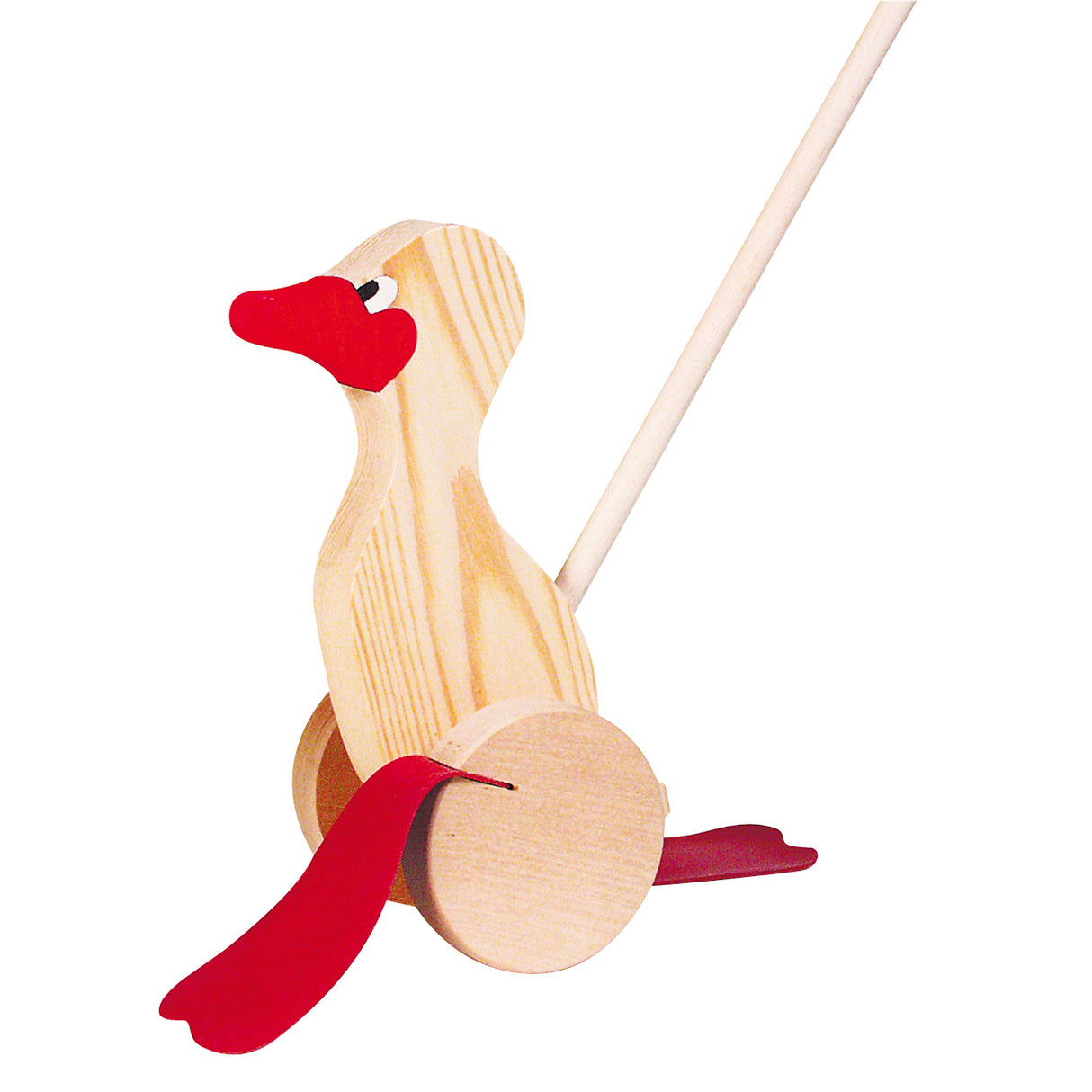 Goki en bois push figure canard naturel