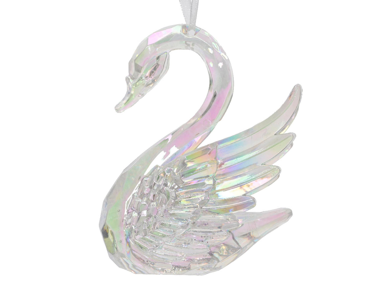 Decoris juleanheng svane iriserende 10cm