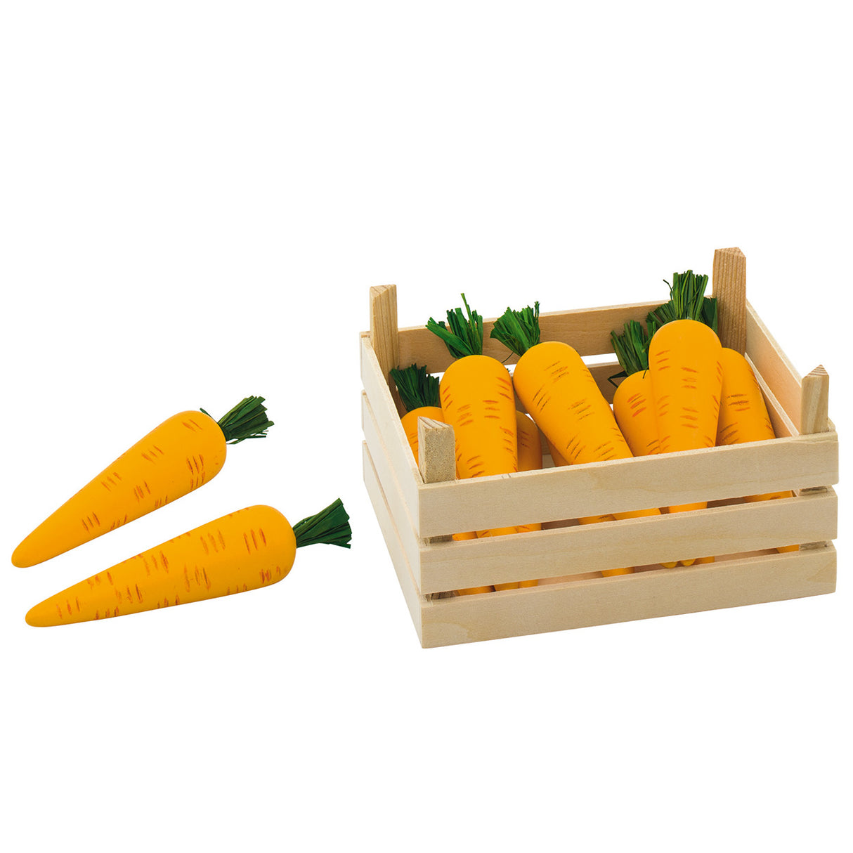 Goki wooden carrots in coffin, 10dlg.