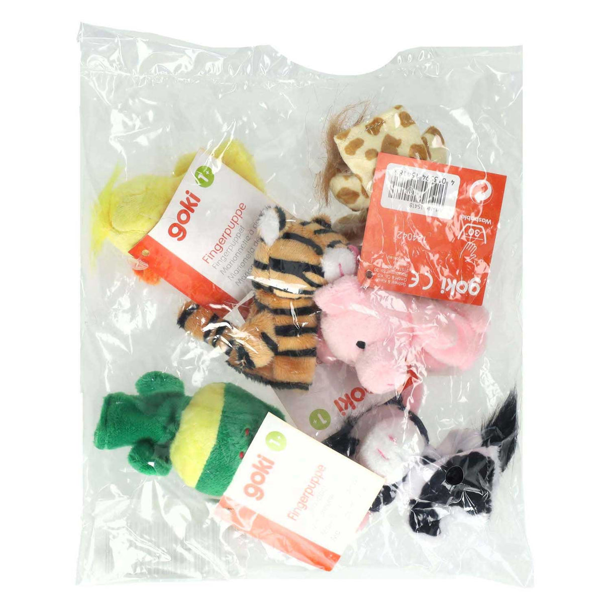 Goki plush finger puppet animal, 6 pcs.