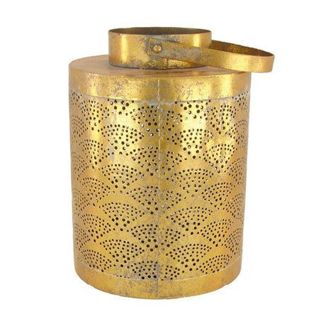 Natural collections lantern metal with glass ø17.5x26cm gold