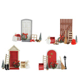 Decoris kerstdorp accessoires set hout 15x6x24cm 4 assorti