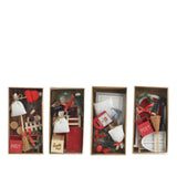 Decoris kerstdorp accessoires set hout 15x6x24cm 4 assorti