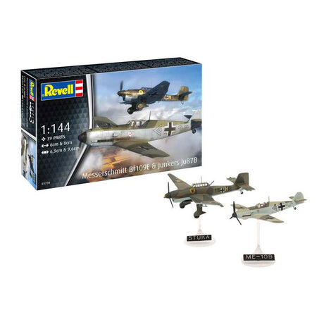 Revell modelio rinkinys - messerschmitt bf109e junkers ju87b 1:144 - 39 vnt.