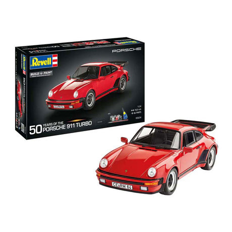 Revell modelio komplektas - porsche 911 turbo - 50 metų porsche turbo 1:24 - 86 dalys.