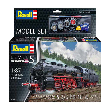 Revell Modellbausatz - Schnellfahrende Lokomotive S3 6 BR18 mit Tende 1:87 - 154-tlg.