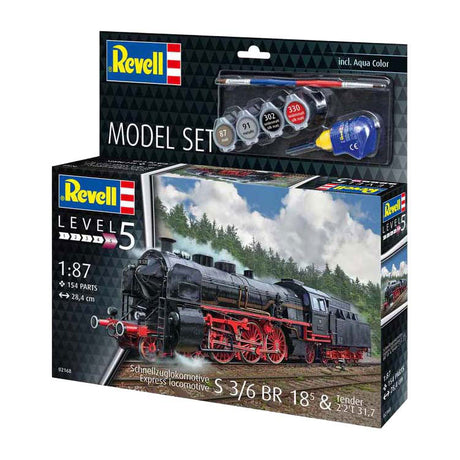 Revell Modellbausatz - Schnellfahrende Lokomotive S3 6 BR18 mit Tende 1:87 - 154-tlg.