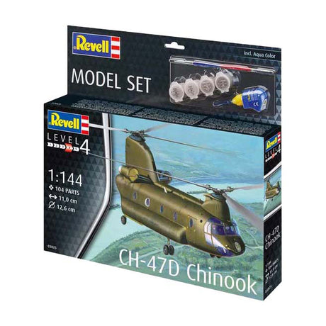 Revell model kit - ch-47d chinook 1:144 - 104 pcs. - incl. basic paint colors