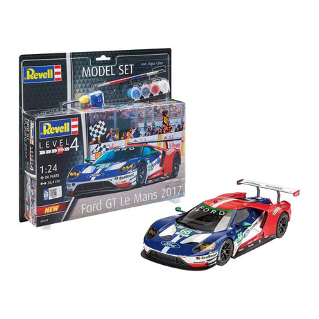Trealamh samhail Revell - ford gt le mans 1:24 - 88pcs. - san áireamh. dathanna péint bhunúsacha