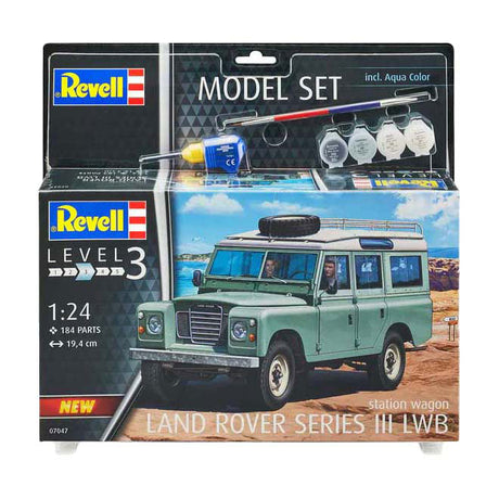 Kit múnla Revell - sraith land rover iii lwb (s. wagon) 1:24 - 184pcs. - san áireamh. dathanna péint bhunúsacha