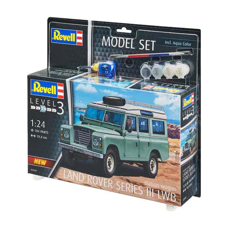 Kit múnla Revell - sraith land rover iii lwb (s. wagon) 1:24 - 184pcs. - san áireamh. dathanna péint bhunúsacha