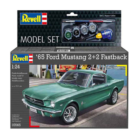 Revell model kit - 1965 Ford Mustang 2+2 fastback 1:24 - 82 pcs. - incl. basic paint colors