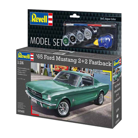 Revell model kit - 1965 Ford Mustang 2+2 fastback 1:24 - 82 pcs. - incl. basic paint colors