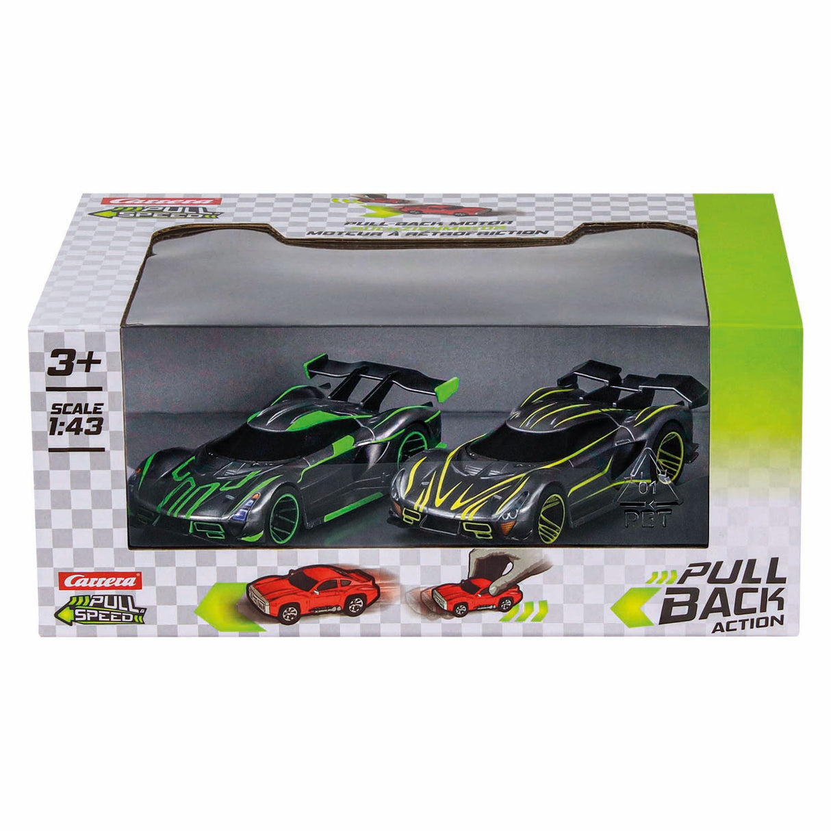 Pacote duplo de hipercarros Carrera pull back - 1:43