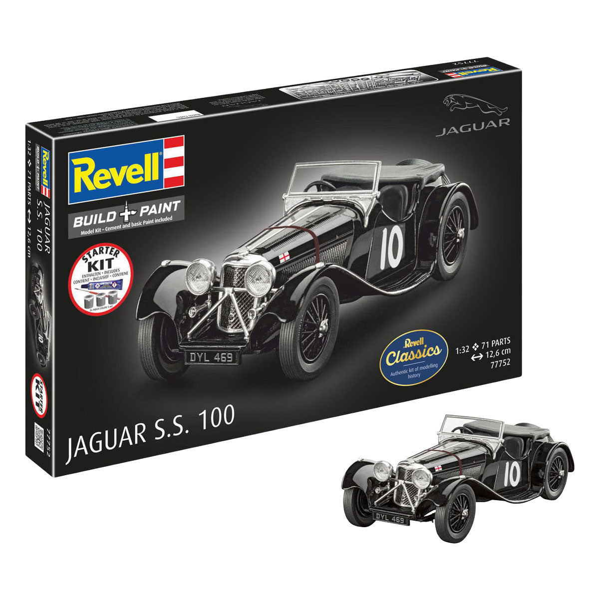 Revell Model Kit Starter Kit Jaguar SS 100 1:32 - 75 Stéck.