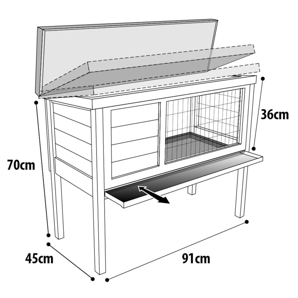 Flamingo flamingo coniglio hutch coniglio 90 91x45x70 cm marrone