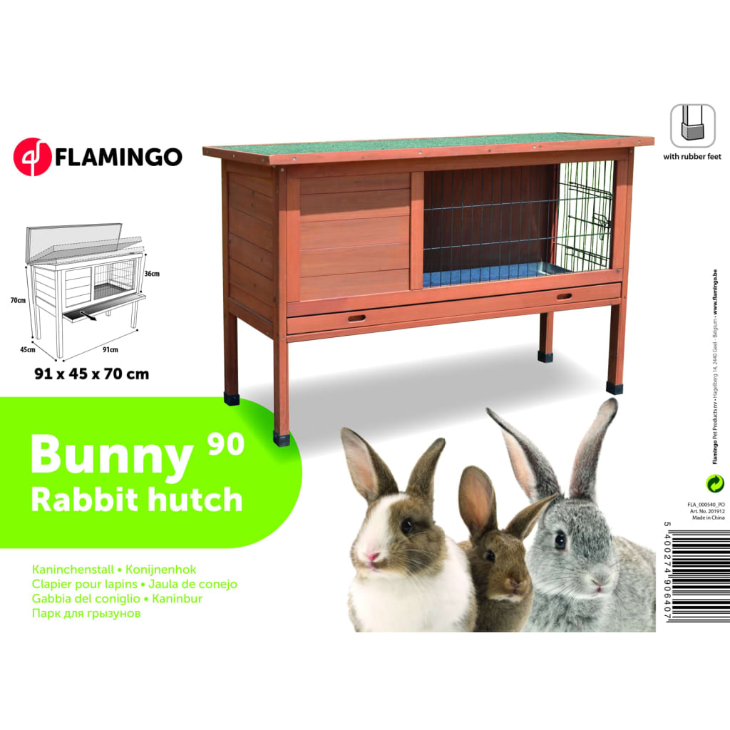 Flamingo Flamingo Rabbit Hutch Bunny 90 91x45x70 cm brąz