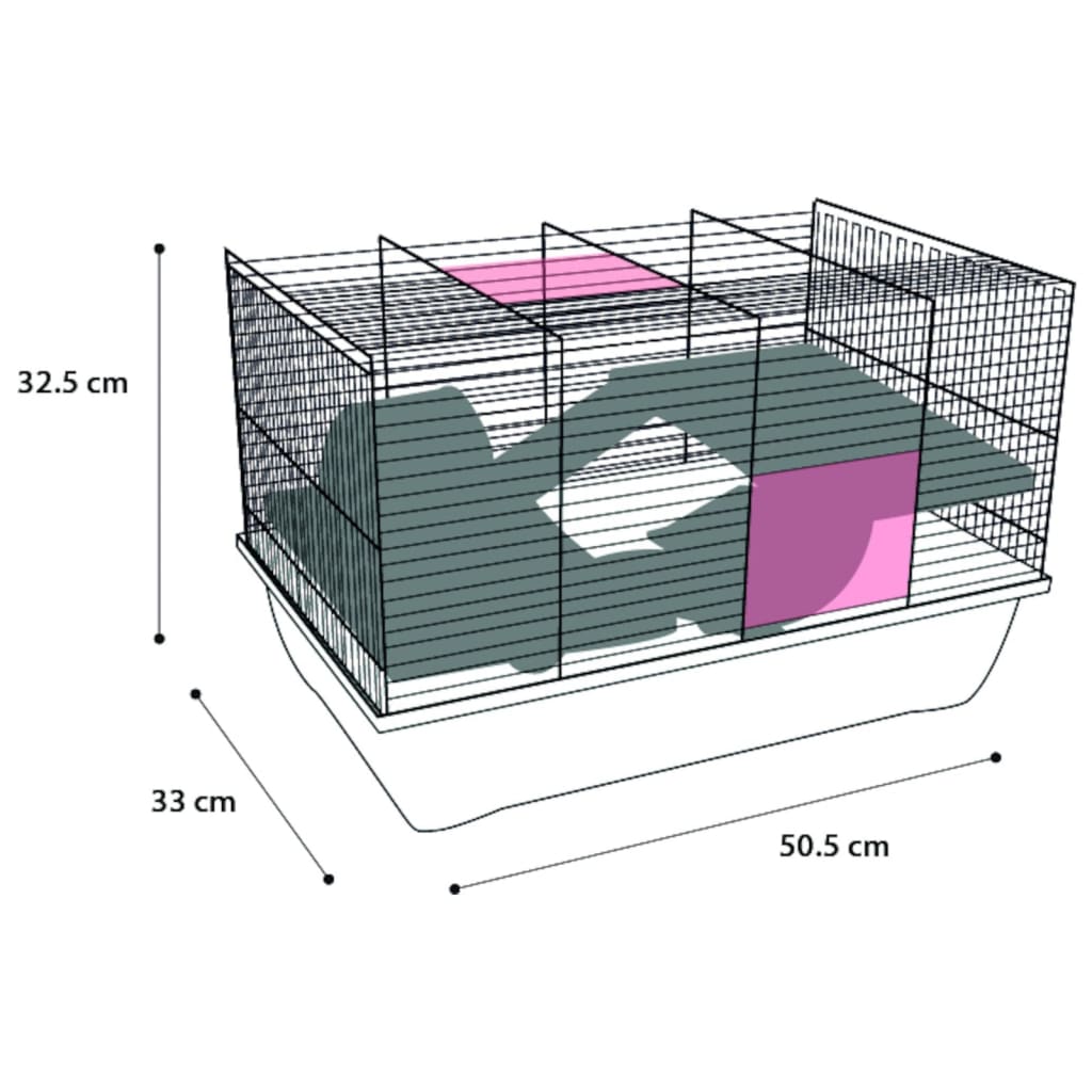 Flamingo Flamingo Hamster Cage Jaro 2 50,5x33x32,5 cm sort og blå