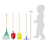 Outils de jardin pour enfants en bois à petit pied, 4dlg.