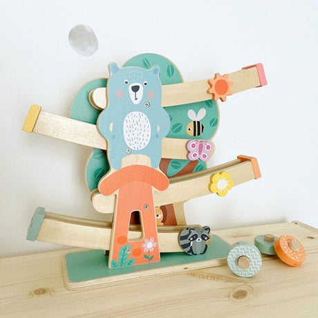 Small foot - wooden marble run animals pastel