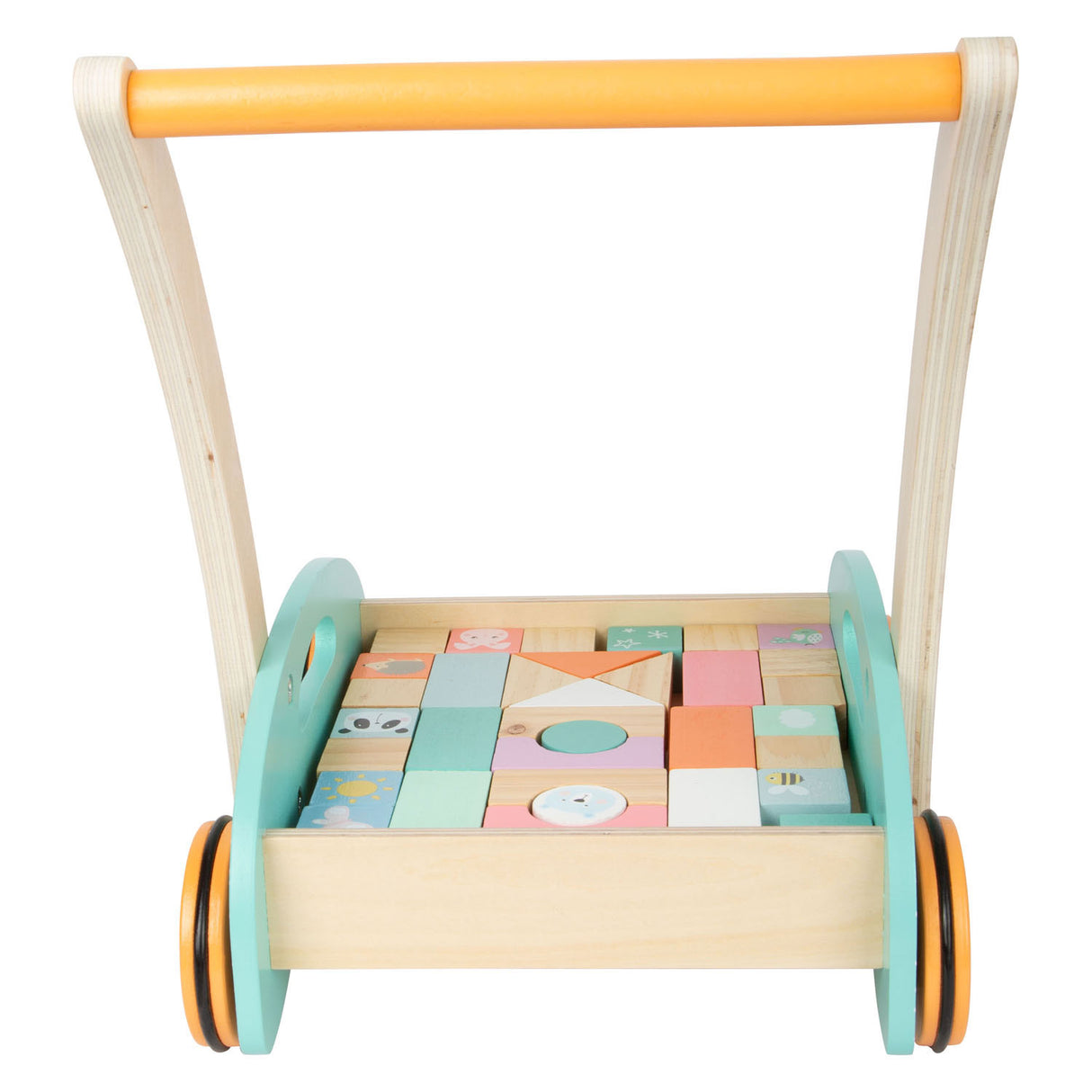 Small Foot Houten Baby Loopwagen met Blokken Pastel, 35dlg.