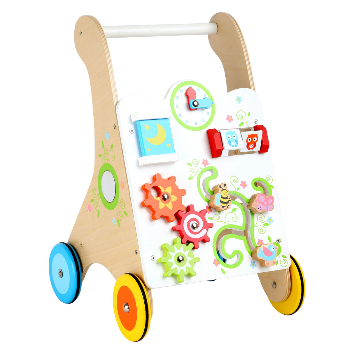 Kleiner Fuß Holz Baby Walker farbenfroh