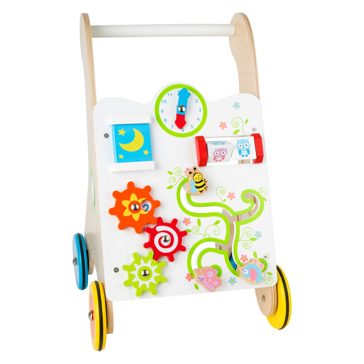 Kleiner Fuß Holz Baby Walker farbenfroh