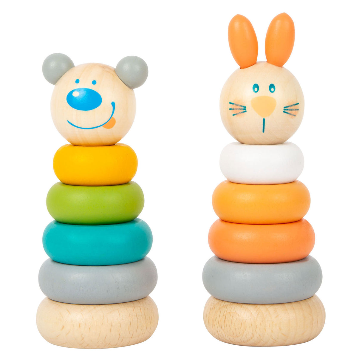 Small Foot Houten Stapeltoren Dier Pastel, 6dlg.