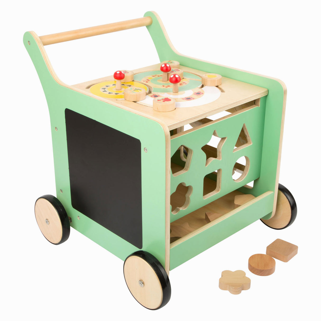 Houten Baby Loopwagen Activiteitencentrum Pastel Groen