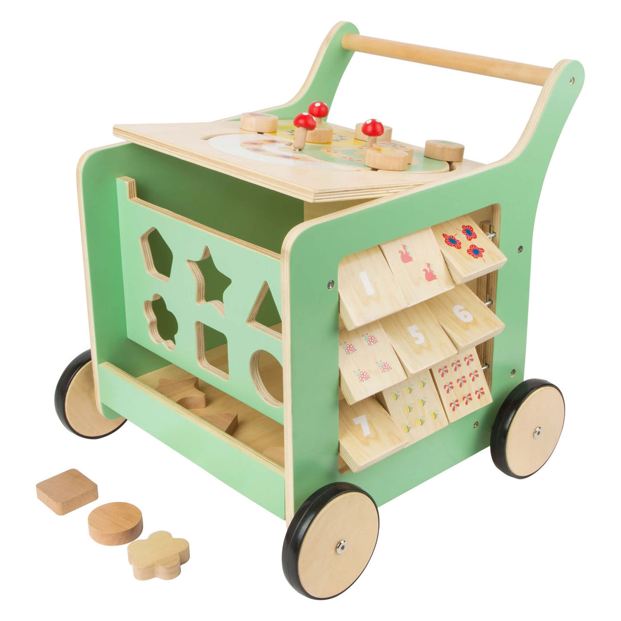 Houten Baby Loopwagen Activiteitencentrum Pastel Groen