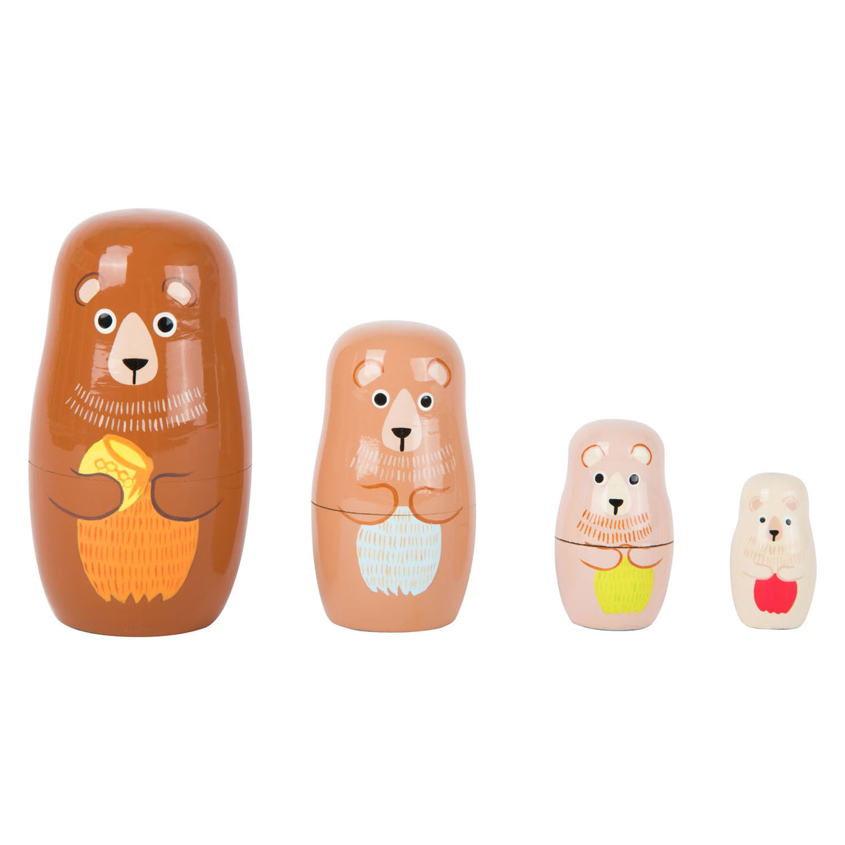 Kleine Fußholzmatryoshka -Puppen tragen Familie