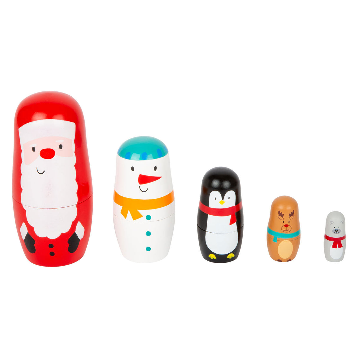 Petits poupées Matryoshka en bois à Noël