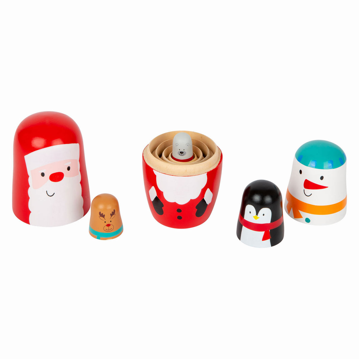 Petits poupées Matryoshka en bois à Noël