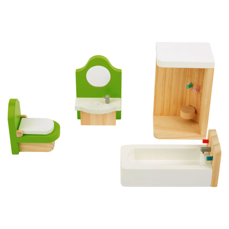 Small foot - Wooden dollhouse furniture bathroom, 4 pcs.