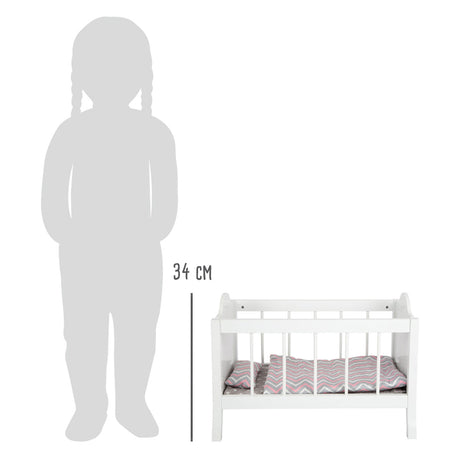 Maža lėlių lova su patalyne Junior 50 x 30 cm medžio balta