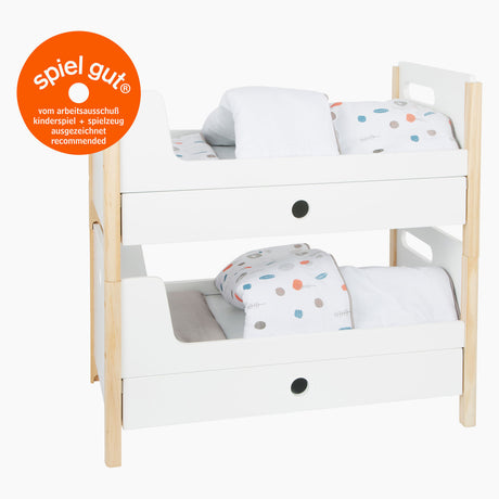Small foot - Wooden doll's bunk bed little button with bedding, 6-piece.