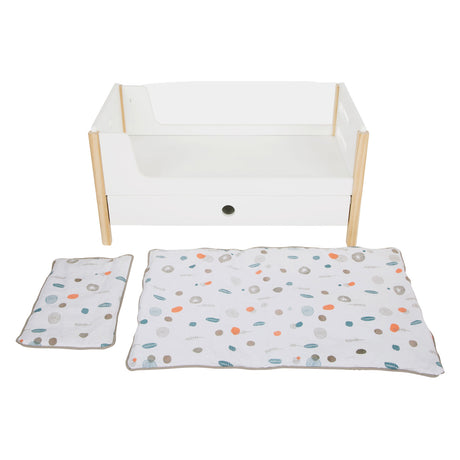 Small foot - Wooden doll's bunk bed little button with bedding, 6-piece.