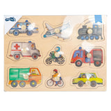 Small foot - wooden peg puzzle city vehicles, 9 pcs.