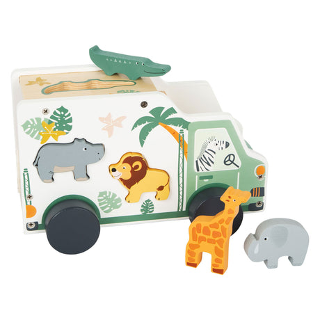 Liten fot - sorterare i träform jeepsafari, 6 stycken.