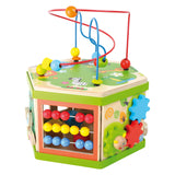 Small foot - wooden activity cube with motor skills spiral safari