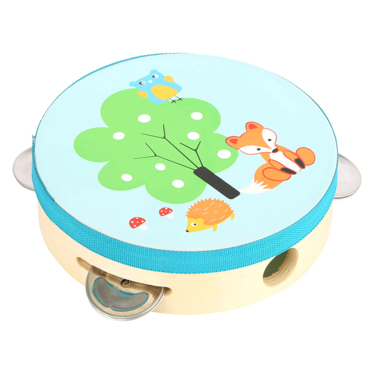 Small foot wooden tambourine small fox